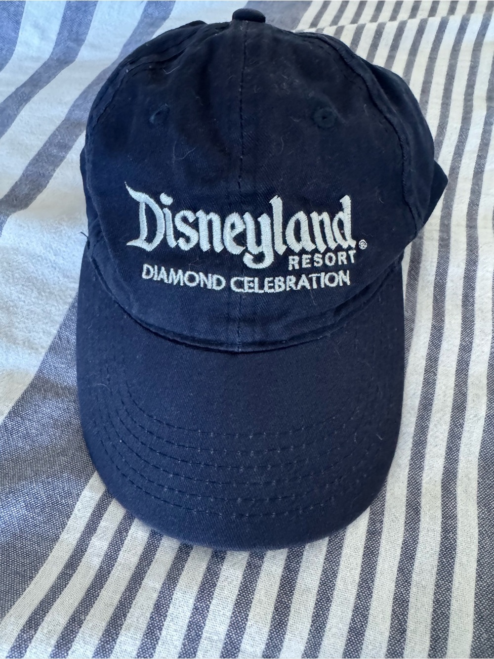 Disneyland Resort Diamond Celebration Navy Ball Cap Grey Embroidery OS Unisex